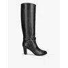 Valentino Leather Vlogo Knee-high Boots 75 In Black