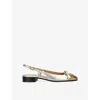 Valentino Valet Du Roi Vlogo Metallic Leather Slingback Ballerina Flats In Gold