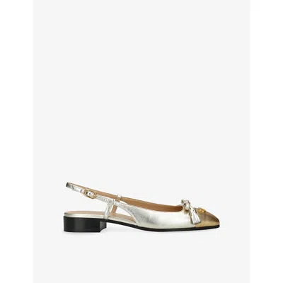 Valentino Garavani Valet Du Roi Vlogo Metallic Leather Slingback Ballerina Flats In Multi
