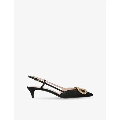 VALENTINO GARAVANI WOMENS BLK/OTHER VLOGO 40 SATIN SLINGBACK HEELED COURTS EUR 38/5 UK