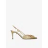 Valentino Womens  Garavani Vlogo 80 Slingback Jacquard Heels In Gold