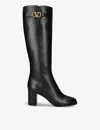 Valentino Garavani Vlogo Signature Calfskin Boot 70mm Woman Black 38.5 In Black