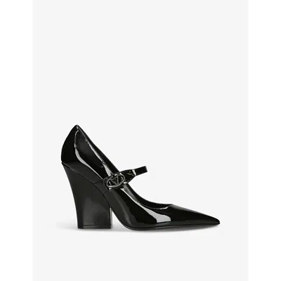Valentino Garavani Patent Leather Vlogo Lockette Mary Jane Pumps 105 In Black