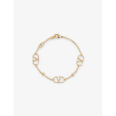Valentino Garavani Womens Oro Vlogo Repeat Gold-tone Brass Bracelet