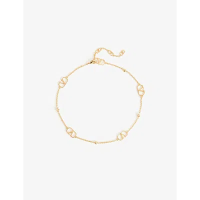 Valentino Garavani Womens Vlogo Repeat Gold-toned Brass Necklace Oro