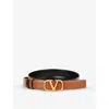 Valentino Womens Selleria-nero Vlogo Reversible Leather Belt In Brown