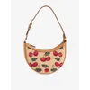Valentino Vlogo Signature Mini Cherries Jacquard Shoulder Bag In Naturale/multicolor/nc
