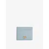 Valentino Womens Blu Porcellana Vlogo Signature Grainy Leather Card Holder In Blu Porcellana