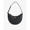Valentino Half-moon Leather Shoulder Bag With Chain Strap In Black