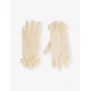Valentino Floral Lace Nylon Blend Gloves In Betulla/oro