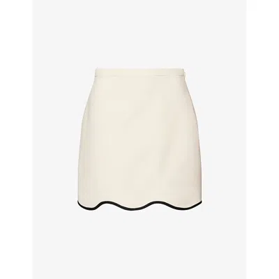 Valentino Couture Crepe Mini Skirt Contrast Trim In Neutral
