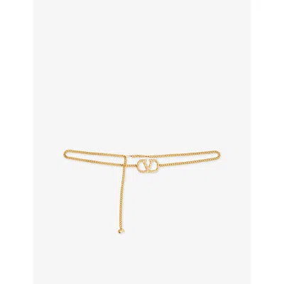 Valentino Garavani Womens Vintage Brass/crystal Vlogo Signature Metal Chain Belt In Multi