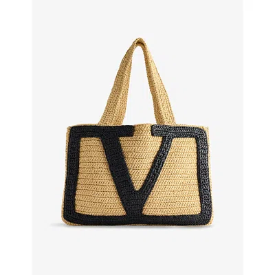 Valentino Garavani Womens Viva Superstar Large Crochet Tote Bag Naturale/nero