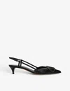 Valentino Womens Vlogo 40 Pointed-toe Leather Slingback Courts Black Eur 36.5 / 3.5 Uk In Black