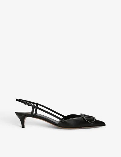 Valentino Garavani Womens Vlogo 40 Pointed-toe Leather Slingback Courts Black Eur 36.5 / 3.5 Uk