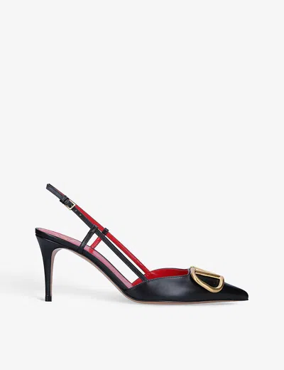 Valentino Garavani Leather Slingback With Frontal Vlogo Signature In Red