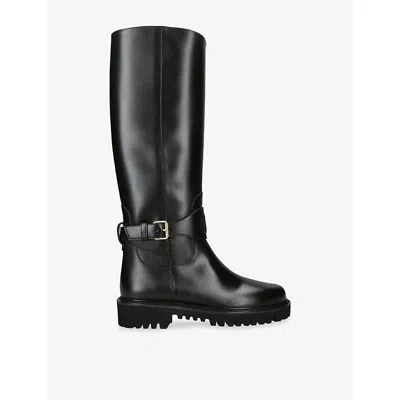 Valentino Garavani Womens Vlogo Leather Knee-high Boots Black Eur 39 / 6 Uk