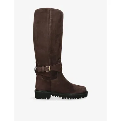 Valentino Garavani Womens Vlogo Leather Knee-high Boots Brown Eur 39 / 6 Uk