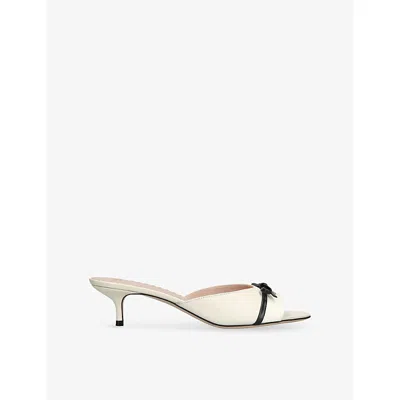 Valentino Garavani Womens White Bepointy 45 Leather Kitten-heel Mules Eur 39 / 6 Uk