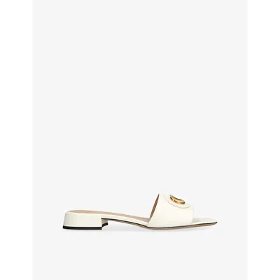 Valentino Garavani Womens Vlogo Signature 20 Leather Slides Whit In White