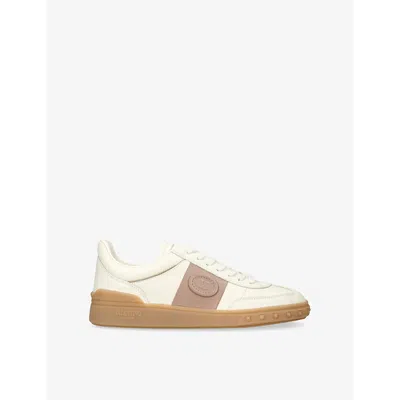 VALENTINO GARAVANI WOMENS WHITE/OTH UPVILLAGE LOGO-EMBROIDERED LEATHER LOW-TOP TRAINERS EUR 40 / 7 UK