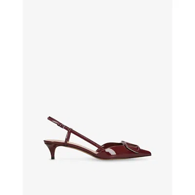 VALENTINO GARAVANI WOMENS WINE VLOGO SIGNATURE 40 PATENT-LEATHER SLINGBACK COURTS EUR 39 / 6 UK