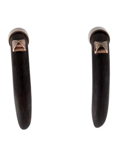 Pre-owned Valentino Garavani Wood Tribal Earrings In Brown