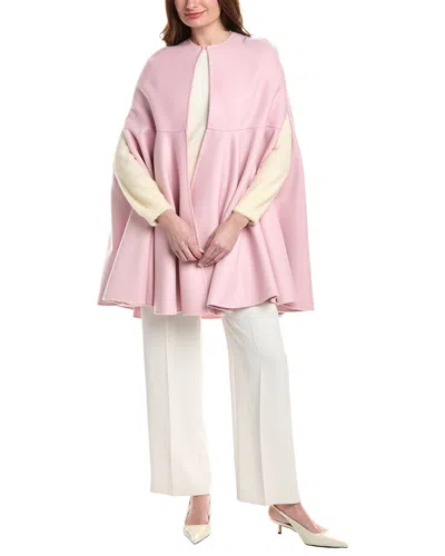 Valentino Wool & Cashmere-blend Cape Coat In Pink