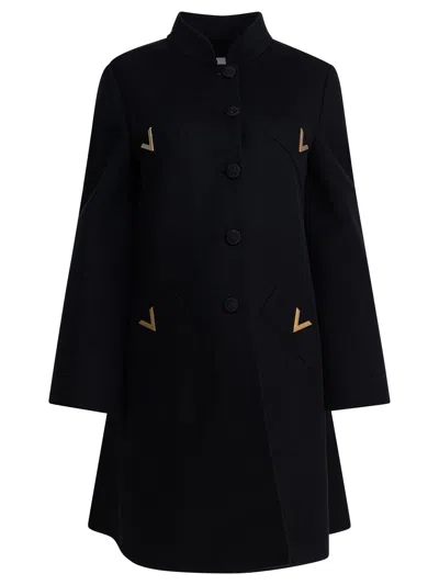 Valentino Wool And Cashmere Coat In Black