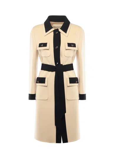 Valentino Wool And Cashmere Coat In Neutral