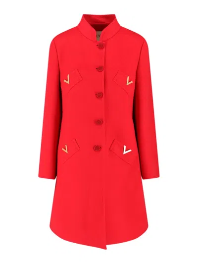 Valentino Wool And Cashmere Coat In Red