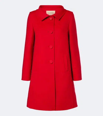 Valentino Wool And Cashmere Coat In Red