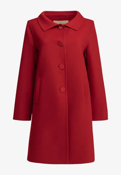 Valentino Wool And Cashmere Coat In Red