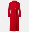 Valentino Wool Blend Coat With Belt And Buttons In Rot