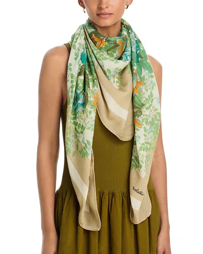Valentino Wool & Cashmere Floral Shawl In Red