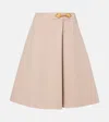 Valentino Womens Pleat-front A-line Brushed Wool Midi Skirt Rose Beige In Pink
