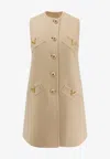 Valentino Short Dress In Wool And Cashmere In Neutral
