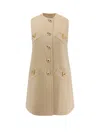 Valentino V-logo Wool-cashmere Button-front Vest Dress In Multi