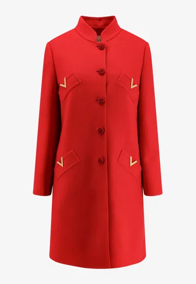 Valentino Wool And Cashmere Single-breasted Coat In Red
