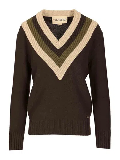Valentino Wool And Cashmere Sweater In Brown