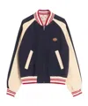 Valentino Sporty Bomber Jacket With Embroidered Details In Blue