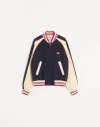 Valentino Sporty Bomber Jacket With Embroidered Details In Blue