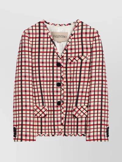 VALENTINO WOOL AND COTTON CHECK PATTERN JACKET