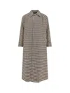 Valentino Coat With Vichy Pattern In Cotton And Wool In Brown