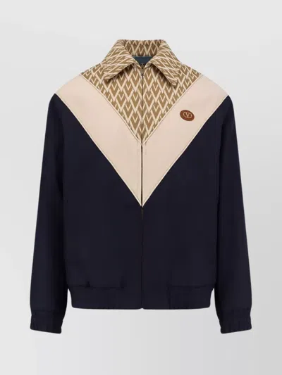 VALENTINO WOOL AND COTTON JACKET WITH CHEVRON PATTERN