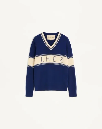 VALENTINO VALENTINO WOOL AND COTTON JUMPER WITH CHEZ VALENTINO JACQUARD PATTERN
