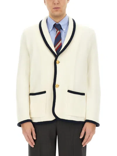 Valentino Wool And Cotton Single-breasted Jacket In White