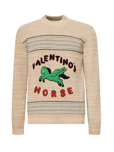 VALENTINO WOOL AND COTTON SWEATER WITH LOGO
