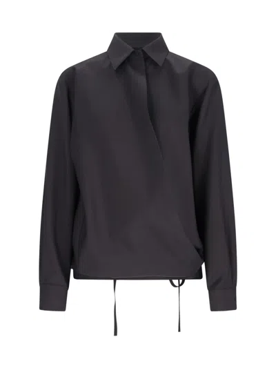 Valentino Wool & Mohair Blend Silk-trim Shirt For Women In Black