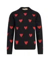 Valentino Heart Jacquard Mohair And Lurex Jumper In Black